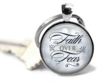Faith over fear - Faith key chain - Christian key chain - Christian gifts - MOPS gift - Black and gold - Church gifts - church staff