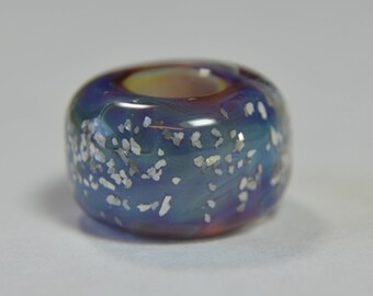 Unique Handmade Lampwork Glass European Charm Bead with Glitter - SRA - Fits all charm bracelets - Silver Core Options