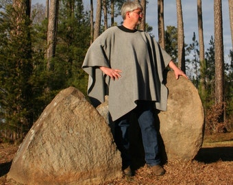 Grey Antipill Fleece Poncho in a Make My Day Clint Eastwood Style