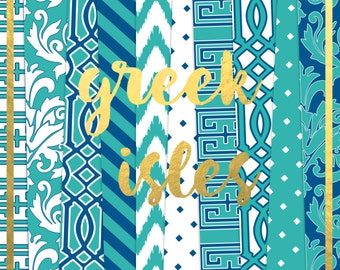 Buy 2 get 1 free with code SPRINGBREAK Greek Isles Digital Paper Pack (Instant Download)