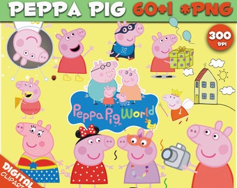 Peppa Pig 60+1 PNG clipart Images digital peppa pig download Peppa Pig 300 dpi transparent background Scrapbook Peppa Pig party Images