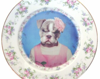 Becky Bulldog Portrait Plate 7.5"