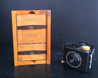 Vintage Eastman Kodak Auto Mask Split Back Photo Printing 3 1/4" x 5 1/2" Frame and Plate, Spring Hinges, Solid Wood With Tenon Joinery