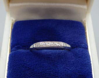 Vintage 1940's 18k white gold diamond wedding ring size 6