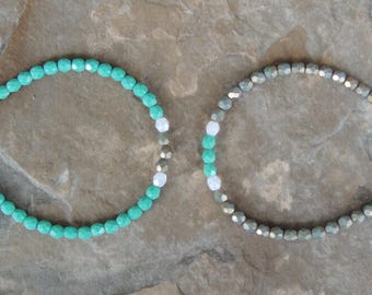 Mint Green Bracelet for Women - Dainty Bracelet for Her - Teal Minimalist Bracelet - Delicate Bracelet - Simple Bracelet - Everyday Bracelet