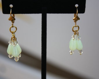 Vaseline Glass Dangle Earrings