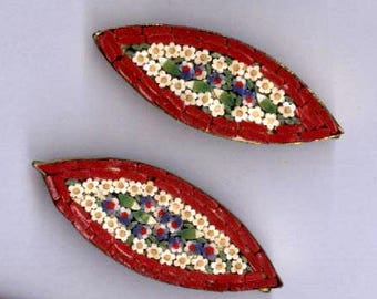 vintage ITALIAN MICROMOSAIC findings APPLIQUE repurpose reuse two pieces antique findings inspiration or use for tiny shells italy