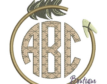 Arrowhead Monogram Frame Embroidery Design - Instant Download