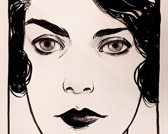 Original Ink Drawing "Francesca" by Amy Abshier
