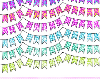 Floral Watercolor Digital Bunting Clip Art