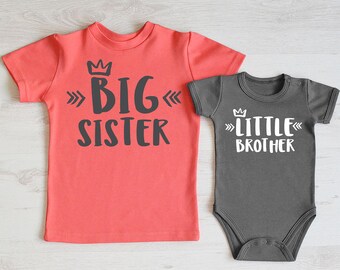 Big Sister Little Brother Outfit. Big Sister Shirt & Little Brother Bodysuit Set. Sibling Shirts. Matching Brother Sister Gifts.