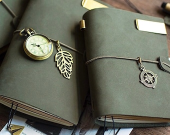 Olive Green Traveler's Notebook, Journal Starter, Leather Travelers Notebook, Travelers Notebook Set, Personal TN, Passport TN, Regular TN