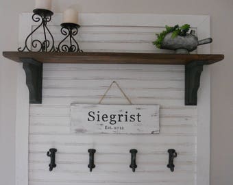 Entryway coat rack - Personalized entryway rack - customized coat rack - shiplap shelf - decorative shelf - shelving - farm house style