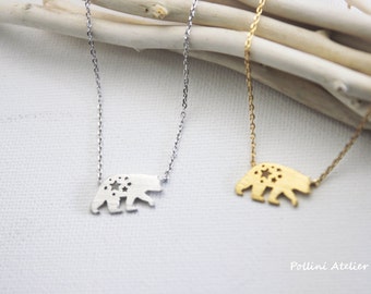 Polar Bear Necklace in Silver/ Gold. Animal Necklace. Cute Necklace. Collarbone Necklace. Sweet 16. Gift For Her (PNL-187)