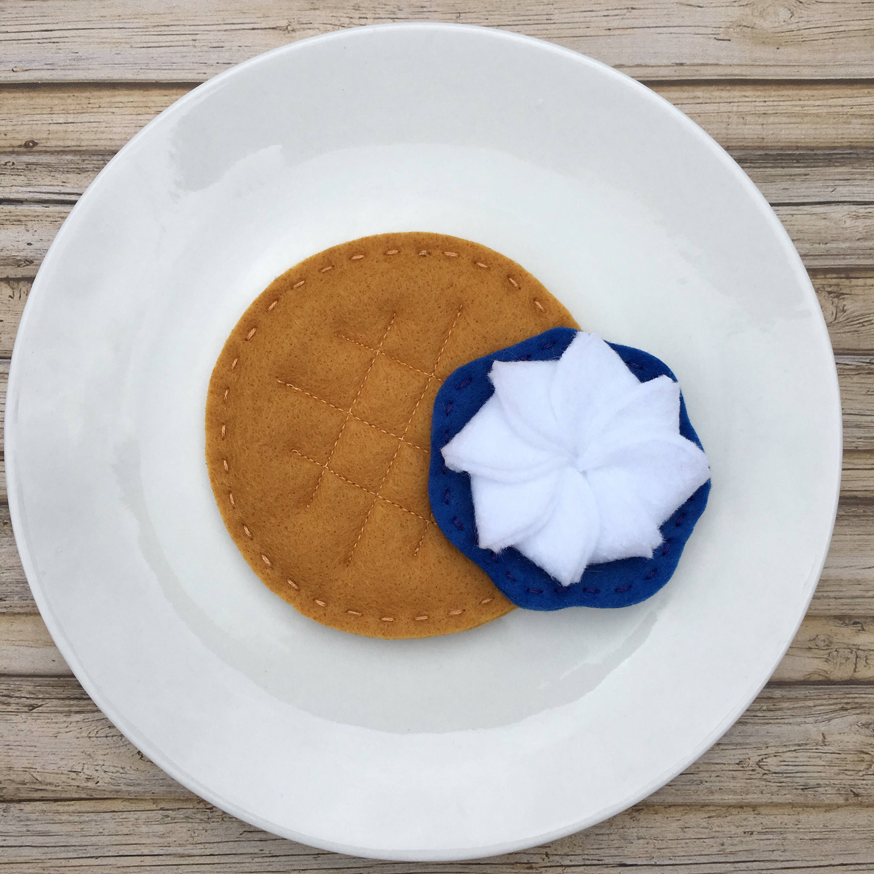 felt food waffle play food waffle with blueberry syrup