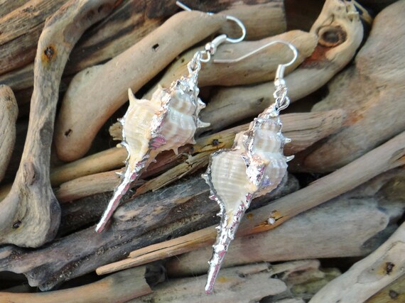 Murex I'm Really A Mermaid Genuine Natural Seashell Shell Sea Silver Plated Earring Earrings Ear Ring Rings Hooks Dangles Im Drop