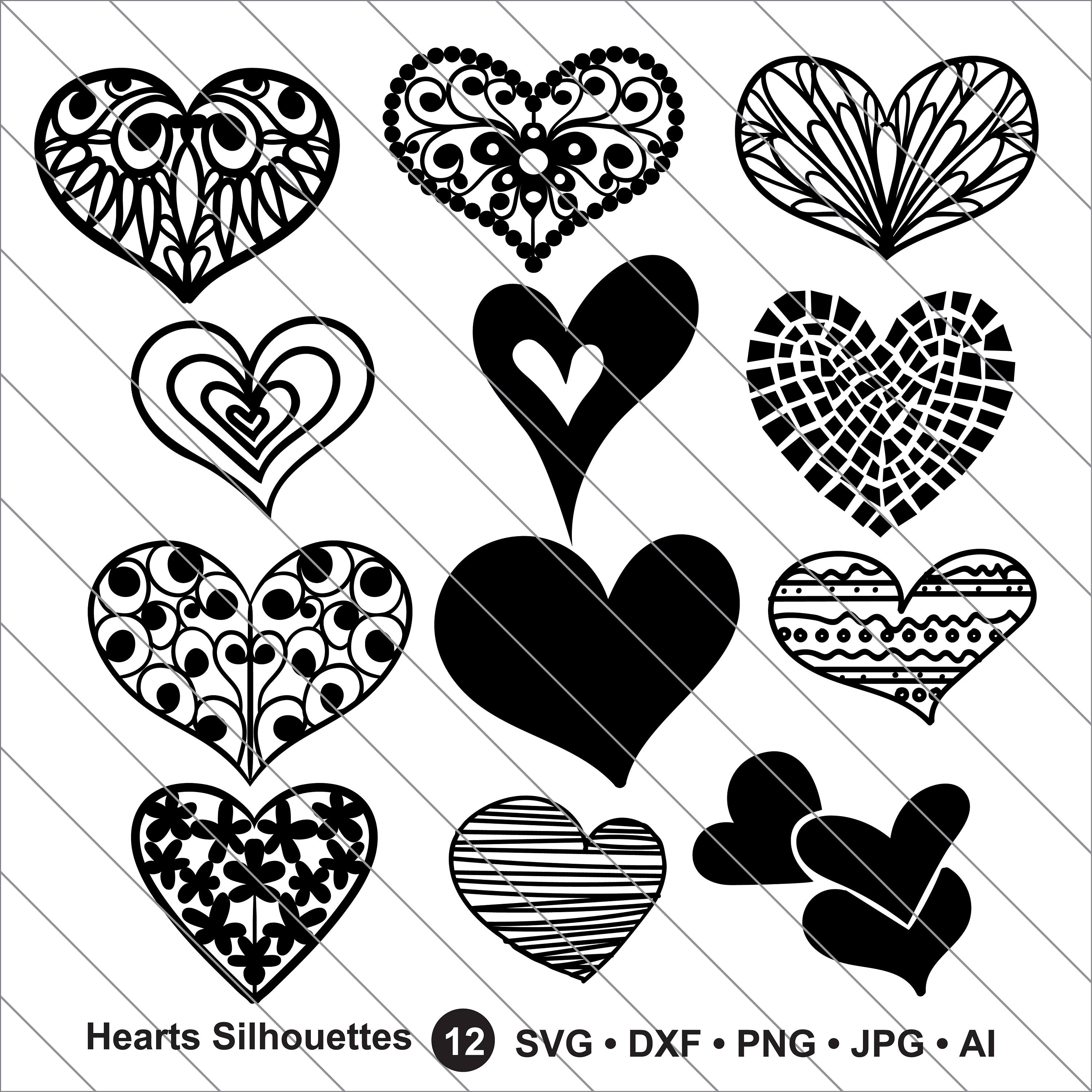 Download Hearts Silhouettes SVG valentine bundle hearts svg