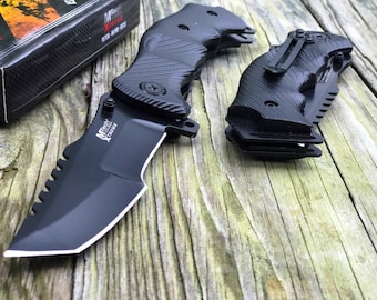 9" MTech USA Tactical Tanto SPRING ASSISTED Tactical L Folding Knife Blade Pocket, Gift Dad, Camping, Gifts Daddy, gift birthday, Serrated