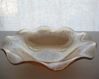 Floragold Ruffled Fruit Bowl by Jeannette Glass