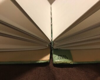 Journal Handbound Light Green Coptic Bound Journal For The Artist In Everyone! Upcycled Alice in Wonderland