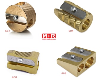Mobius + Ruppert (M+R) Brass Pencil Sharpener - choose from 4 shapes! Made in Germany - finest in the world!