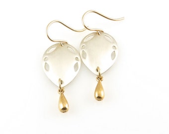 Silver Gold Earrings, Two Tone Earrings, Gold Silver Drop Earrings, Mixed Metal Earrings, Boho earrings, Silver Gold Drop Earrings