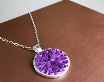 Purple Pendant - Paper Quilling/Filigree