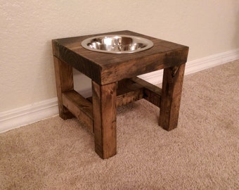 Dog Bowl Feeder - Farmhouse Style - Rustic Dog Bowl Stand - Raised Dog Bowl Feeder - Single Dog Bowl Feeder