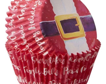Santa’s Belt Wilton Standard Christmas Cupcake Liners Baking Cups Muffin Cups - Santa Cupcake Liners - Holiday Cupcake Liners