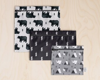 Reusable sandwich bag // reusable snack bag // waterproof reusable sandwich bag // waterproof reusable bag //zipped sandwich bag
