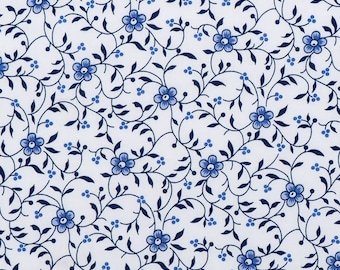 Delft Blue cotton fabric - Dutch blue flower print - Fat Quarter