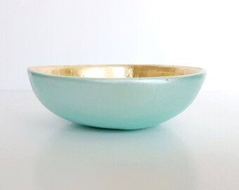 Mint green trinket dish, ring dish, Mint and gold, bridesmaid gift, jewellery dish, gifts for her, wedding gift, wedding present,