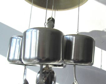 Bowl Bells Garden Windchime, Upcycled Stainless Steel Sugar Bowls, Kitchen Mobile, Garden Decor, Patio Chime, Outdoor Metal Wind Chimes