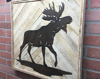 Rustic Moose Decor, Moose Decor, Moose Wall Art, Moose Wall Decor, Cabin Decor, Cabin Wall Decor, Wildlife Decor, Wildlife Art, Adventure