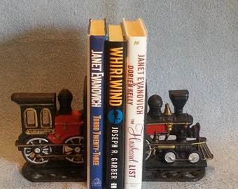 Cast Iron Bookends - Train Bookends - Locomotive Bookends - Steam Engine Bookends