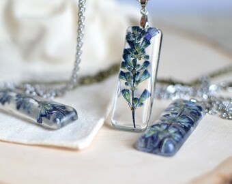 Lavender necklace terrarium jewelry Mothers day gift Pressed flower jewelry botanical necklace gift under 40, mom gift