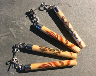 Wood Nunchaku Earrings