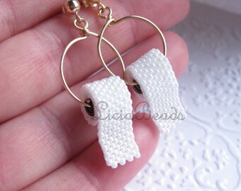 Toilet Paper earrings on sterling silver or gold plated stud posts