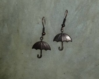 Brass umbrella drop earrings