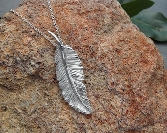 Fine Silver Feather Pendant