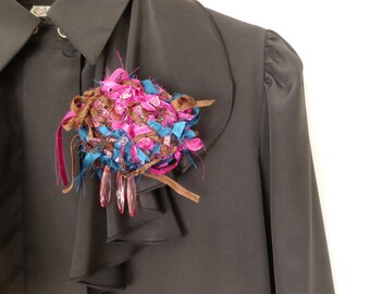 Textile Abstract Art Brooch