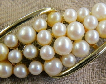 Vintage Gold and Faux Pearl Pin Brooch (3)
