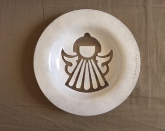 Vintage Hilda Walton Fused Art Glass Angel Bowl
