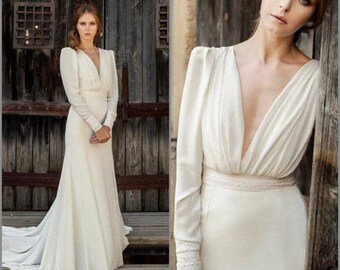 Wedding Gown, long sleeve wedding dress, simple wedding dress, elegant wedding dress, bridal gown, classic wedding gown, bridal dress