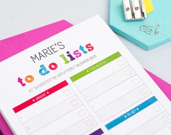 Big Colourful To Do List Notepad - A5 Notepad - Planner - Day Planner - Organizer - To Do List - Stationery Gift - Custom Stationery