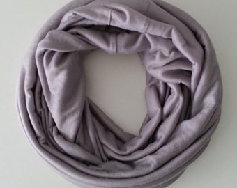 Infinity Scarf - Jersey Knit Circle Loop Pastel Grape Mauve