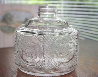 Vintage Glass Oil Lamp Base by Lamplight Farms - 1970's - Farm Oil Lamp, Hurricane Lamp, Glass Oil Lamp