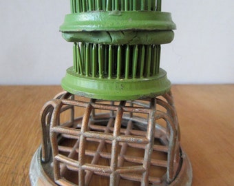 Three Vintage Flower Frogs - Flower Cage - Metal Round Flower Frog - Country - Green Flower Frogs - Artist Paint Brush Holder - Photo Holder