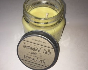 Lemon Lush 8 oz Mason Jar Soy Candle - Hand Poured