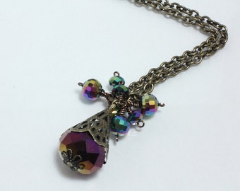 Mystic Purple Vintage Style Pendant Antique Gold